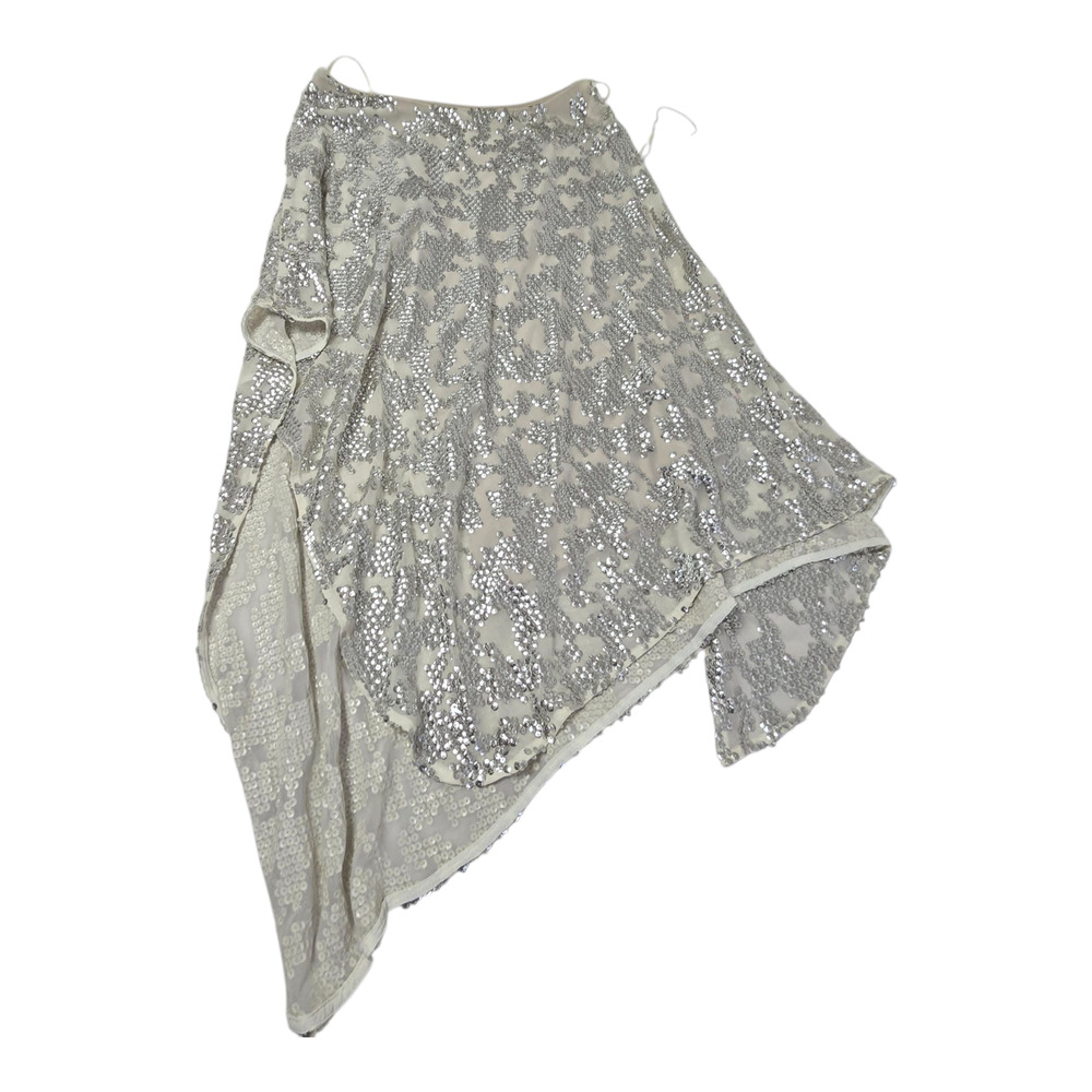 Rubber Ducky asymetrical skirt Small White with silver sequins